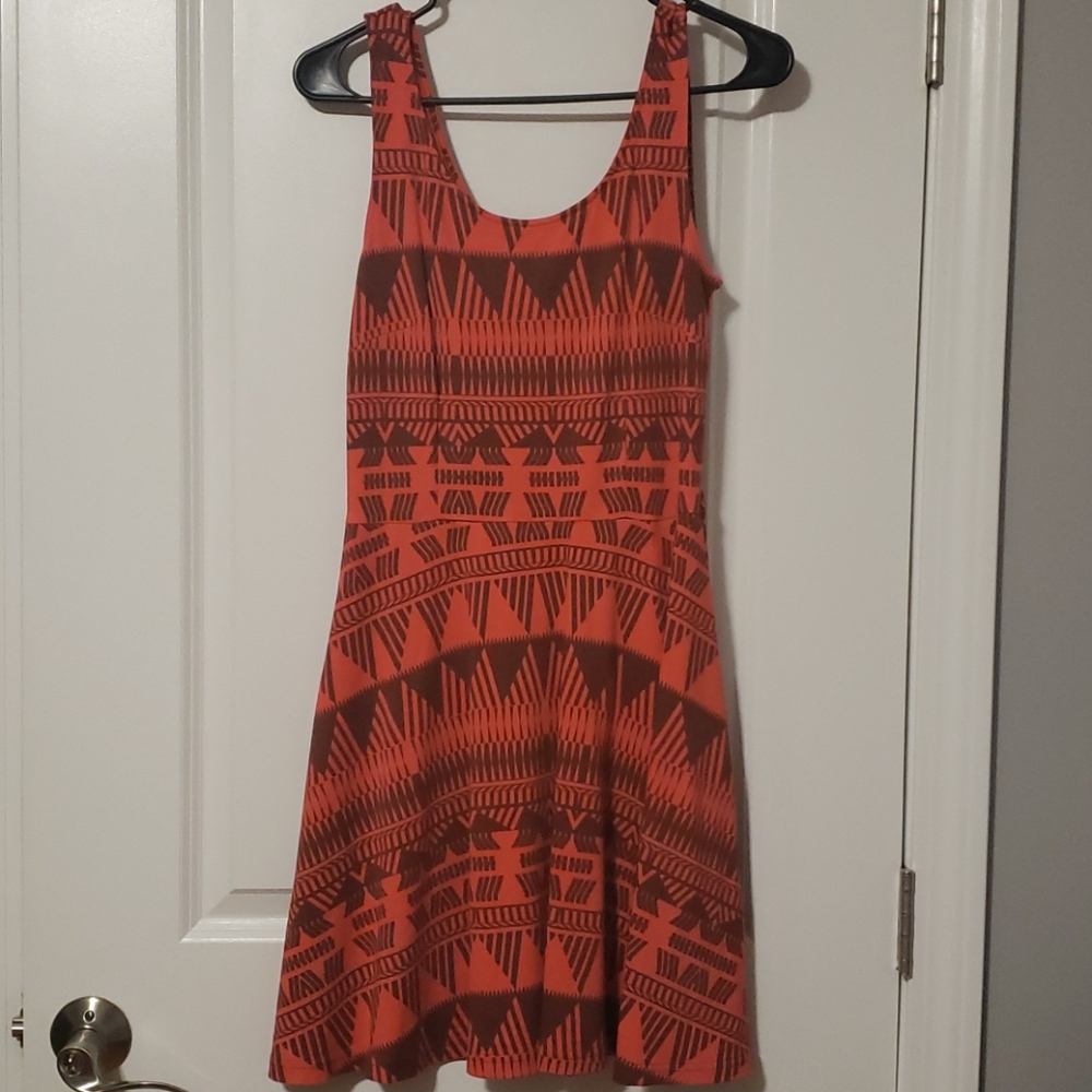 New York and Company Orange and Brown Dress